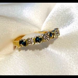 Sapphire and diamond 10k yellow gold ring